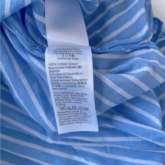 J.Crew Factory Women's Blue White Cover-up Midi Dress with Rope Tie Size Small - Picture 8 of 10